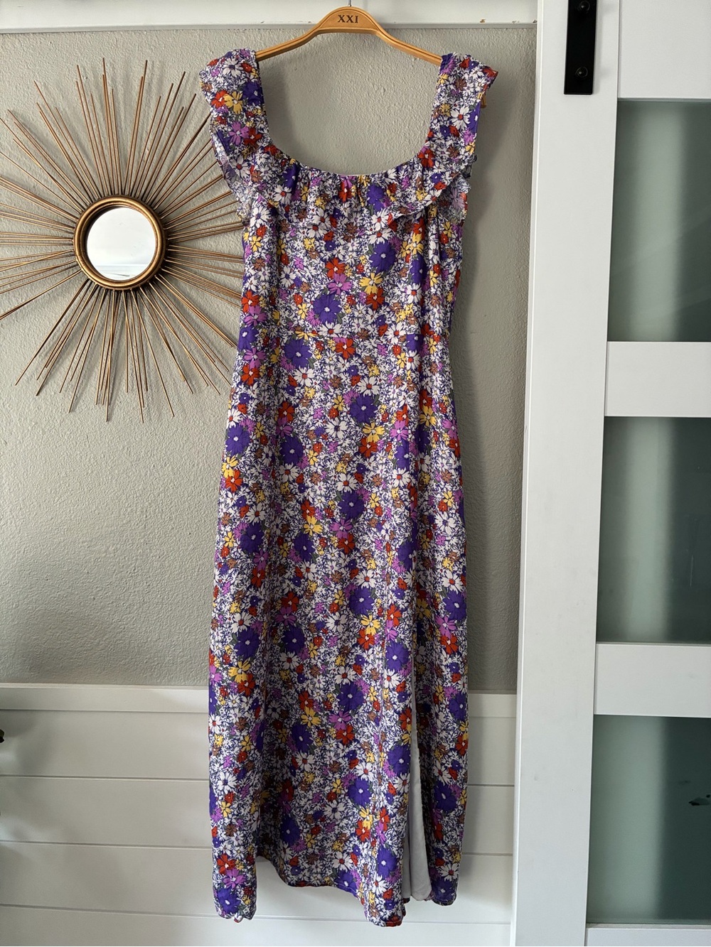 Wayf Purple Floral Maxi Dress with Multicolor Accents